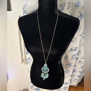 Indian styled Elegant Turquoise Pendant multi bead glamour necklace Excellent